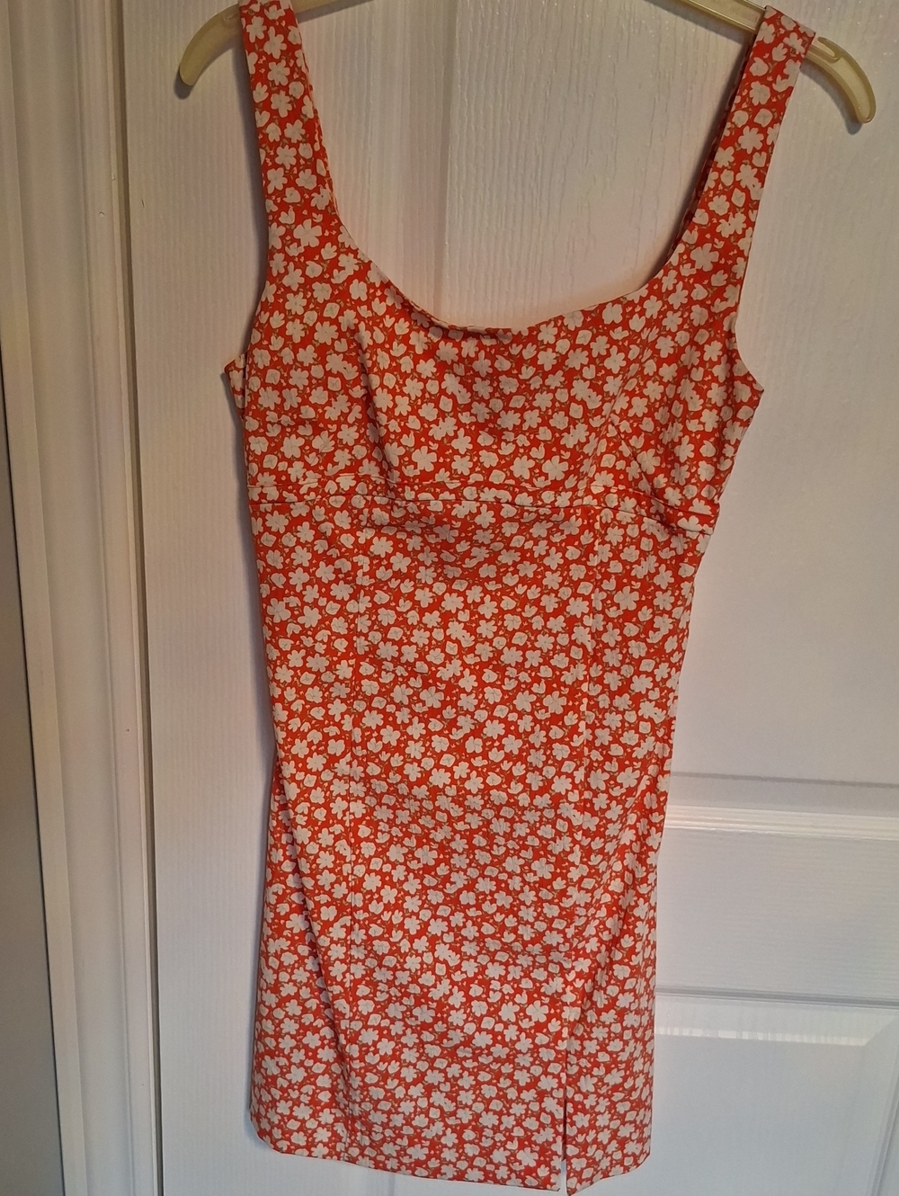 Mango Orange Mini Dress with White Floral Print